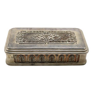 Mid-Century Italian Neoclassical Silver-Plated & Velvet Jewelry Casket For Sale