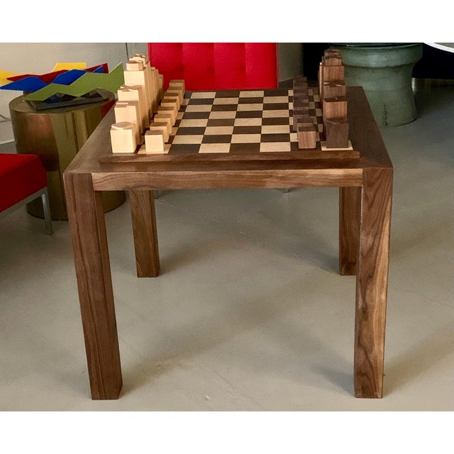 Brown Custom Chess Set and Game Table For Sale - Image 8 of 17