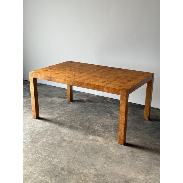 Lane Burl Wood Extendable Parsons Dining Table in the Style of Milo Baughman, 1970s For Sale - Image 10 of 18