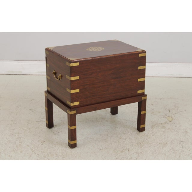 Vintage Asian Inspired Brass Inlaid Box on Stand For Sale - Image 15 of 15
