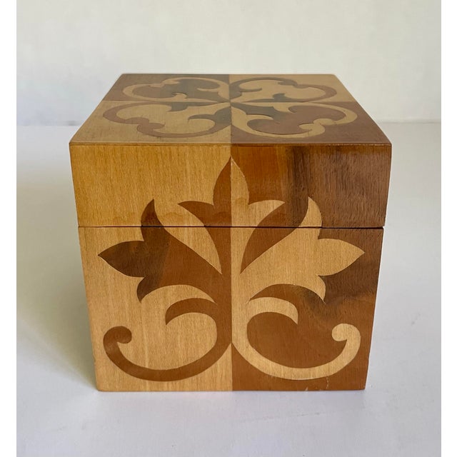 Late 20th Century Original Signed Lidded Marquetry Small Wood Box For Sale - Image 5 of 10