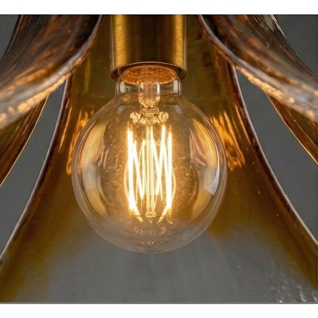 Mid-Century Modern Italian Floral Glass Tulip Pendant Lamp, 1960s For Sale - Image 4 of 9