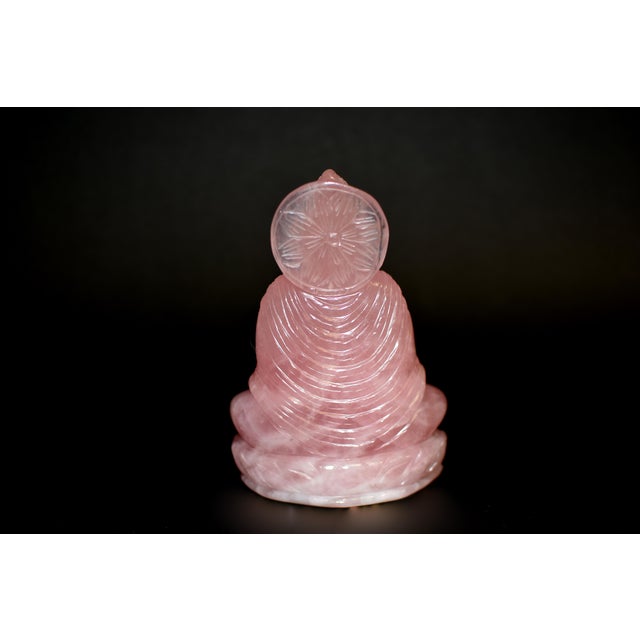 Natural Rose Quartz Buddha Statue Pink Gemstone For Sale In Los Angeles - Image 6 of 10