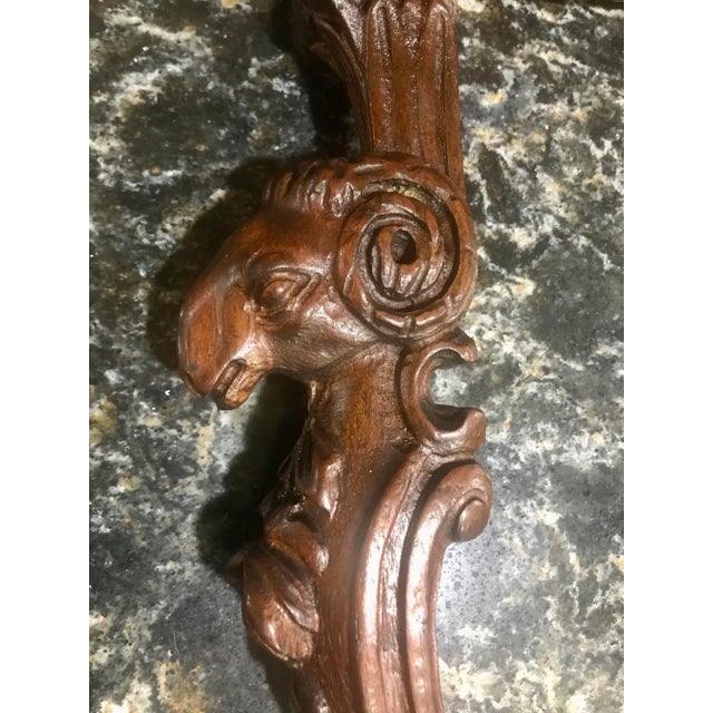 Mid 19th Century Antique Rams’ Heads, Walnut Wall Table, Demi-Lune For Sale - Image 9 of 12