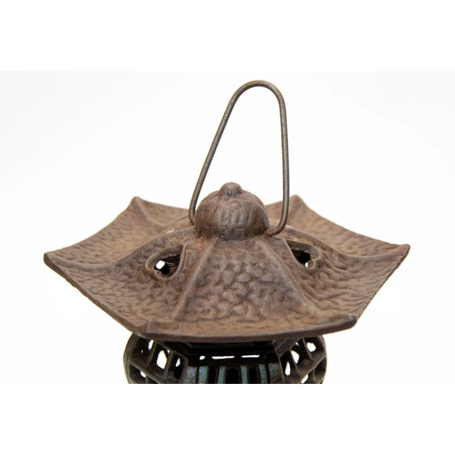 Japanese Iron Pagoda Garden Candle Lantern 1940's For Sale - Image 4 of 13