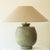 Large Pistachio Green Ceramic Table Lamp with Silk Lampshade attributed to R. Houben, 1970s For Sale - Image 4 of 8