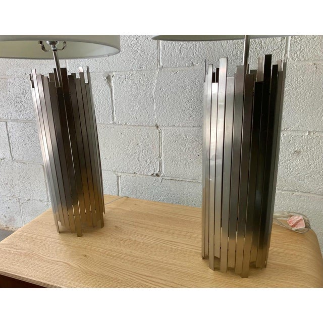 Metal Vintage Modern Metal Brutalist Table Lamps in the Style of Paul Mayen For Sale - Image 7 of 10
