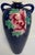 Japanese Antique Japanese Satsuma Style Moriage Cobalt Blue Floral Double Handle Vase For Sale - Image 3 of 9