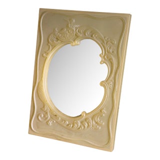 1950s Vintage Rococo Revival Cherub Resin Table Mirror For Sale