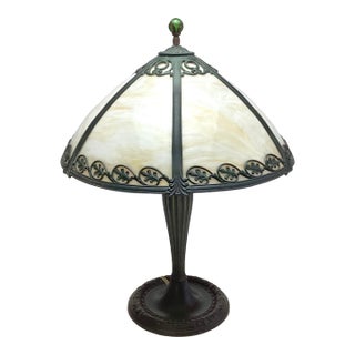 Early 20th Century Slag Glass Lamp Edward Miller & Co. For Sale
