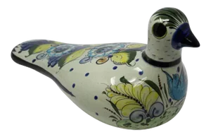 Tonala Folk Art Bird Mexican Hand Painted Colorful Pottery 1960s