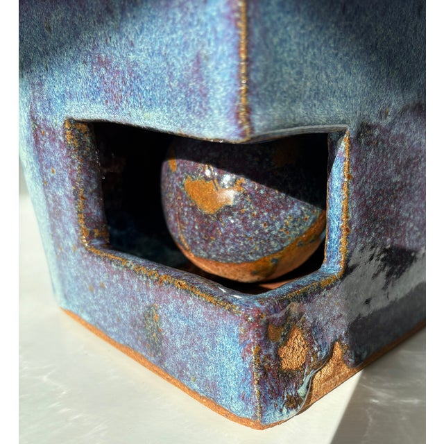 Blue Blue Artisan Ceramic Sculpture "Ball Cubed" For Sale - Image 8 of 8