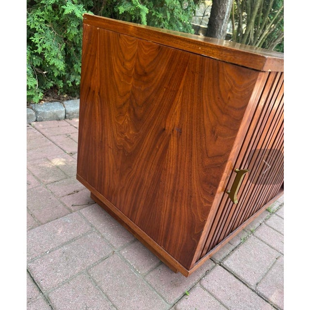 Mid-Century Modern Tambour-Door Walnut Cabinet For Sale - Image 4 of 10
