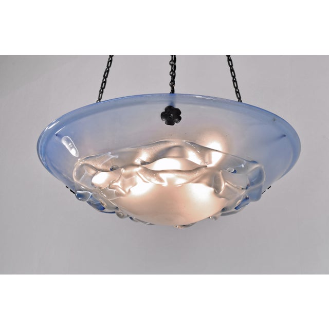 Large French Art Deco Pendant Light by Le Verre Francais Schneider - 1930 Chandelier France For Sale - Image 12 of 14