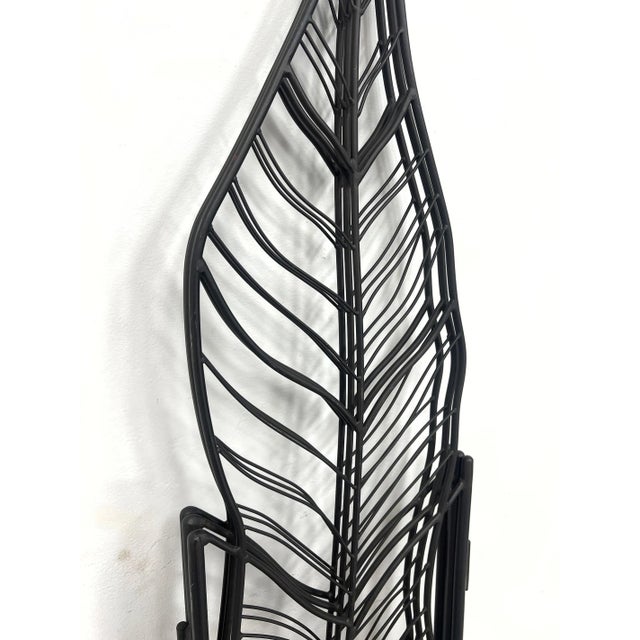 Mid 20th Century 1970s Three-Panel Metal Folding Room Divider Screen With Leaf Motif For Sale - Image 5 of 9