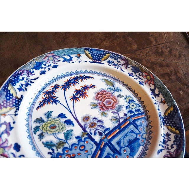 1800s Georgian Davenport Ironstone Dinner Plate Bamboo and Peony Pattern, Early For Sale - Image 9 of 14