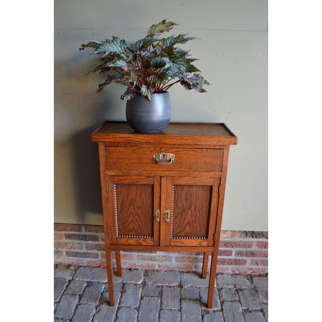 Brown Antique Oak Art Deco Hallway Cabinet For Sale - Image 8 of 9