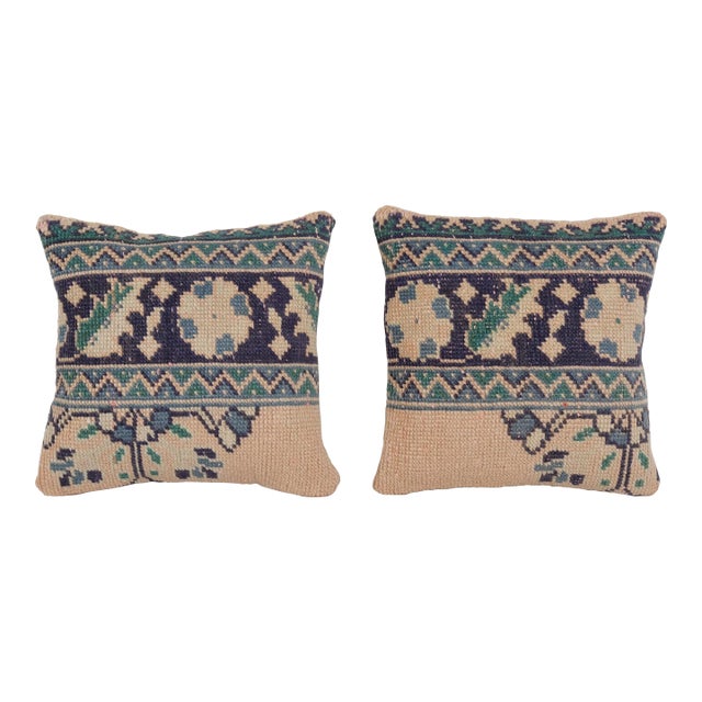 Handmade Oushak Carpet Pillow - a Pair For Sale