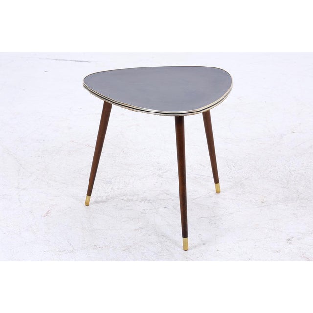 1950s Vintage Kidney-Shaped Side Table Black Decorated Tabletop, 1950s For Sale - Image 5 of 11