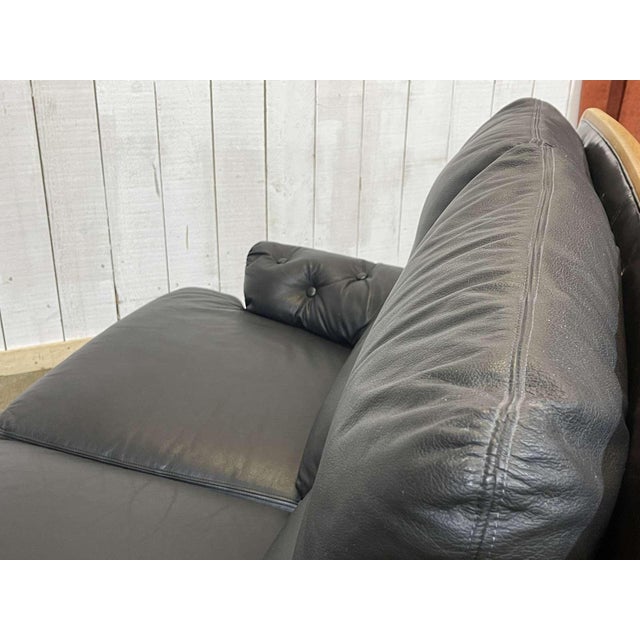 Leather and Beech Sofa, 1970s For Sale - Image 3 of 8