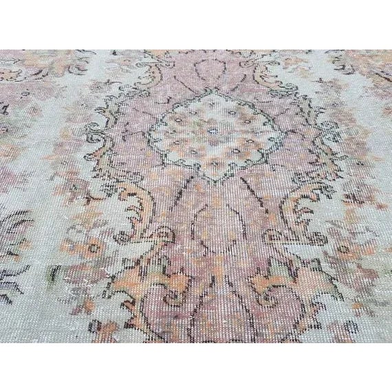 Pink 1970s Vintage Turkish Oushak Rug - 5′5″ × 8′10″ For Sale - Image 8 of 11