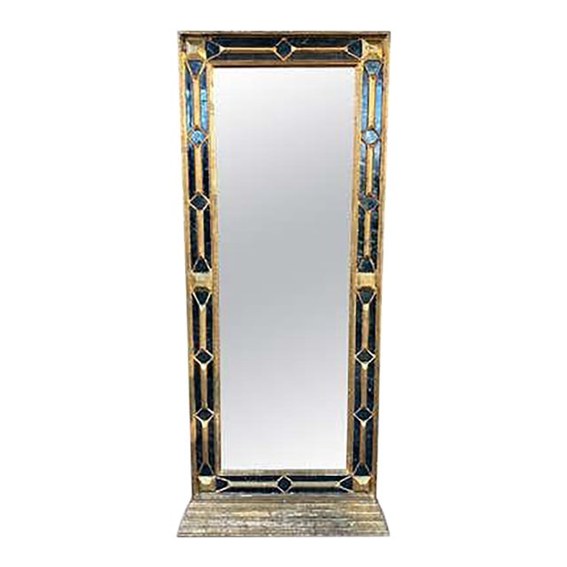 Italian Giltwood Wall Mirror, Hollywood Regency, Lattice Design, 1965 For Sale