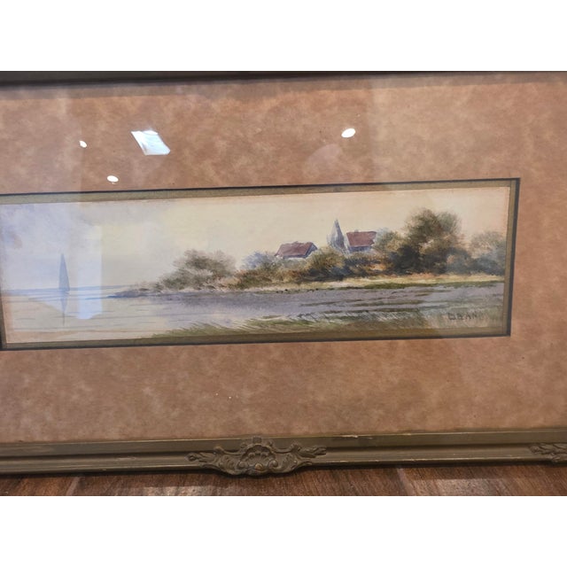 Realism Mid 19th Century Original signed “DEAN” Watercolor Landscape, Misty Countryside Scene, Ornate Framed Artwork For Sale - Image 3 of 3