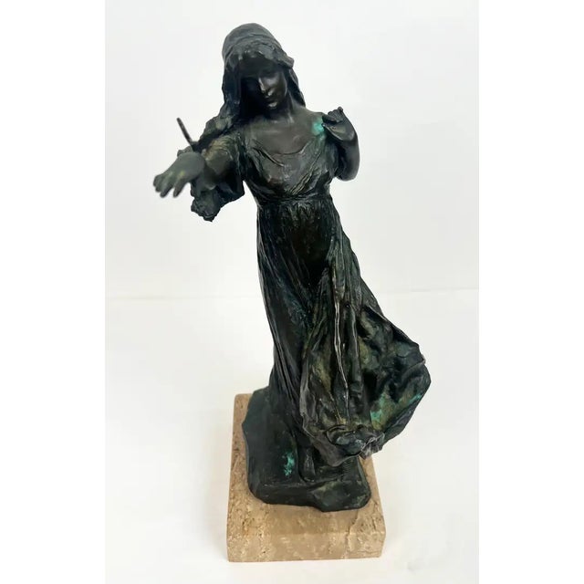 Metal Bessie Potter Vonnoh " Butterflies" Dancing Girl Bronze Sculpture Signed For Sale - Image 7 of 13
