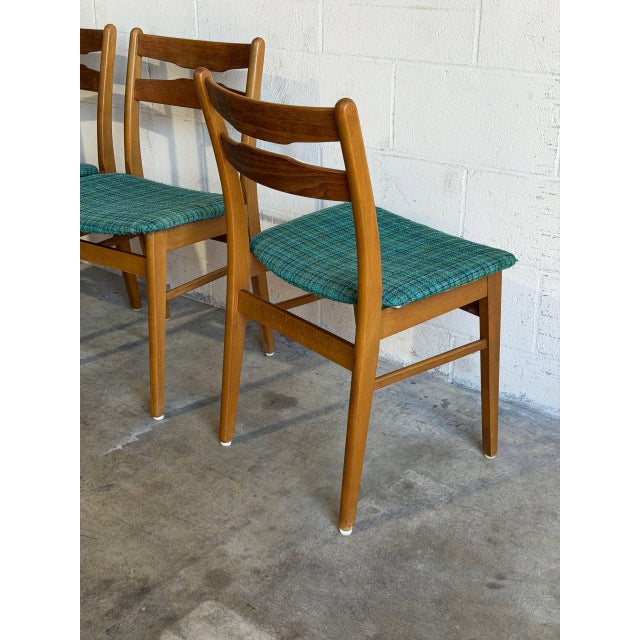 Blue Teak Dining Chairs Set of 4 With Blue Upholstery Danish Mid-Century Modern 1960s For Sale - Image 8 of 11