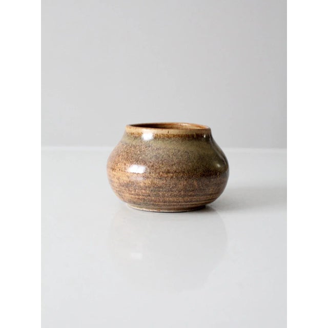 Brown Vintage Studio Pottery Vase For Sale - Image 8 of 8