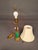 French Bronze & Green Glass Table Lamp With Porcelain Flowers and Silk Shade, Circa 1920 For Sale - Image 4 of 11
