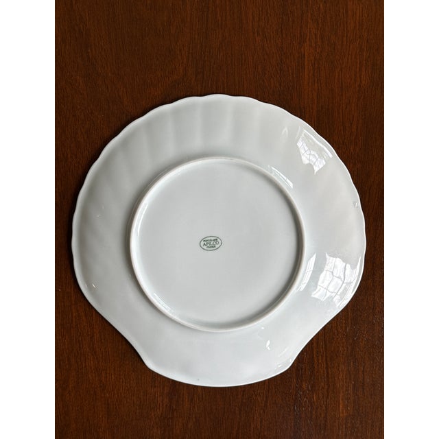Contemporary Scallop Shell Shaped White Ceramic Plates— Set of Four For Sale - Image 9 of 18