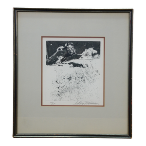 LeRoy Neiman 1972 Signed Framed Alpine Skiing VII Etching 16"