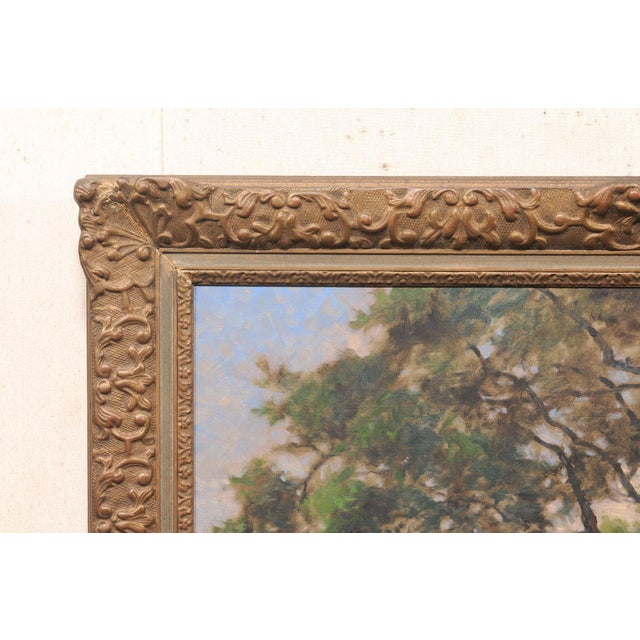 Early 20th Century Early 20th Century Swedish Shoreline Painting, Beautiful Frame For Sale - Image 5 of 13