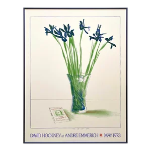 David Hockney Vintage 1973 Lithograph Print " Still Life With Book " Framed Iconic Exhibition Poster