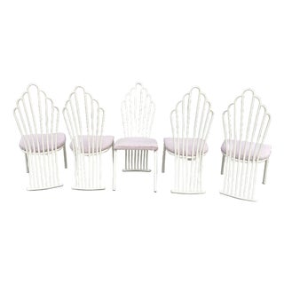 1980s Art Deco Revival Dining Chairs, Set of 5 – Skyscraper Back Design For Sale