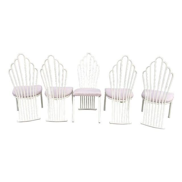 1980s Art Deco Revival Dining Chairs, Set of 5 – Skyscraper Back Design For Sale