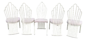 1980s Art Deco Revival Dining Chairs, Set of 5 – Skyscraper Back Design