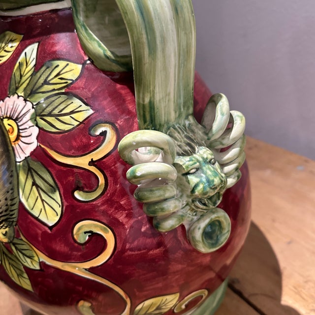 Italian Extra Large Italian Pottery Jar With Lemons and Lion Heads For Sale - Image 3 of 10