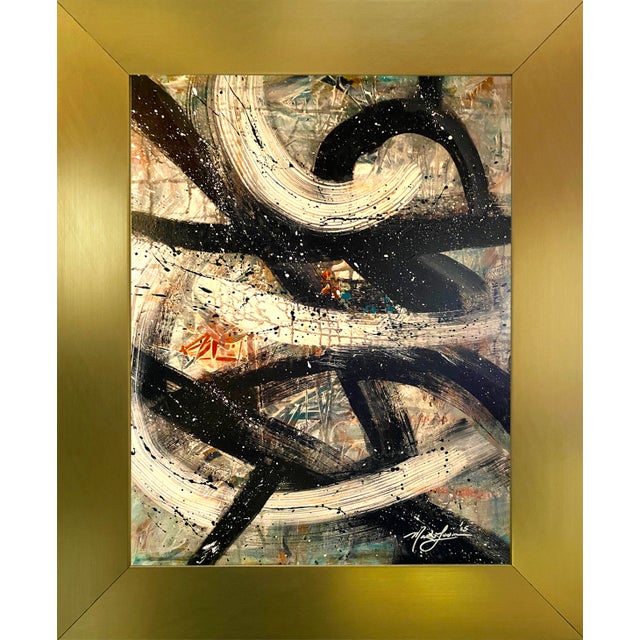 2025 "026-25" Abstract Expressionist Monochrome Swirl Painting by Mark Lewis For Sale
