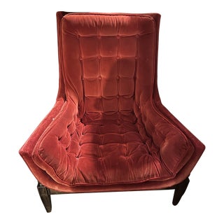 Vintage Tufted Velvet Castro Style Lounge Chair For Sale