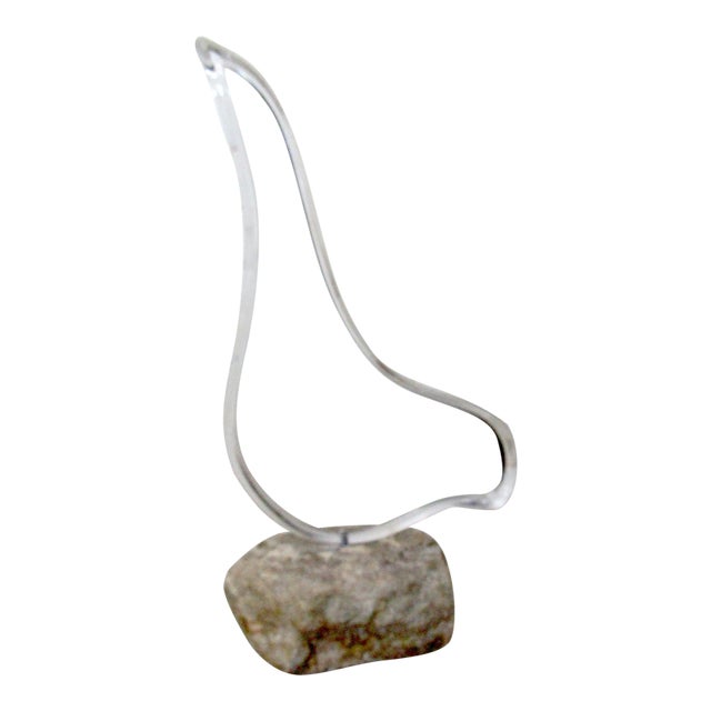Lucite and Stone Sculpture For Sale
