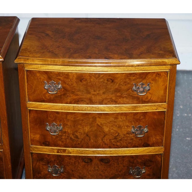Wood Burr Walnut Nightstands with Drawers, Set of 2 For Sale - Image 7 of 17