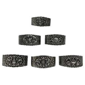 Indonesian Silver Yogya Napkin Rings, 1930s, Set of 6