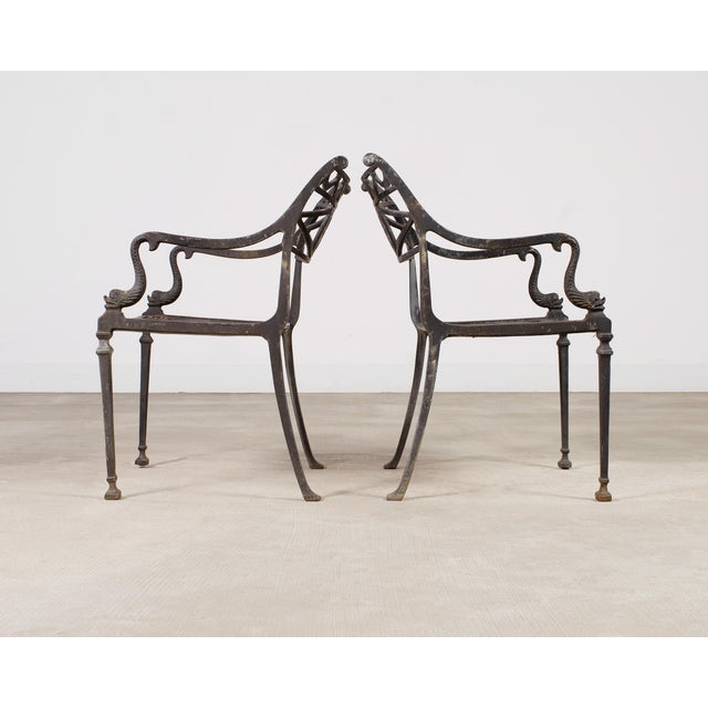 Set of Four Neoclassical Dolphin and Star Garden Dining Chairs For Sale - Image 11 of 18