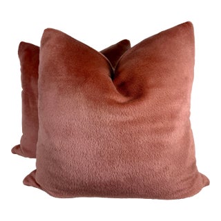 Holly Hunt "Royal Alpaca" in Morganite 22" Pillows-a Pair For Sale
