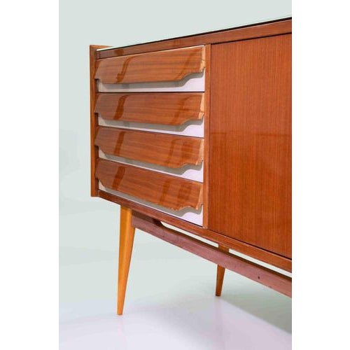 Vintage Italian Sideboard with Glass Top, Mid-20th Century For Sale - Image 9 of 15