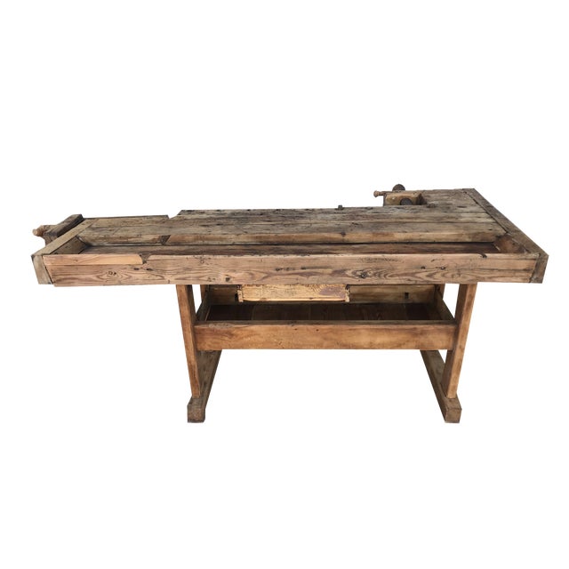 Carpenters Workbench with Drawer and Shelf, 1900s For Sale