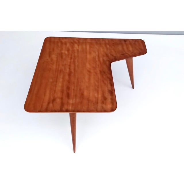 Brown Vintage Asymmetrical Wooden Veneer Coffee Table attributed to Gio Ponti, Italy, 1950s For Sale - Image 8 of 14