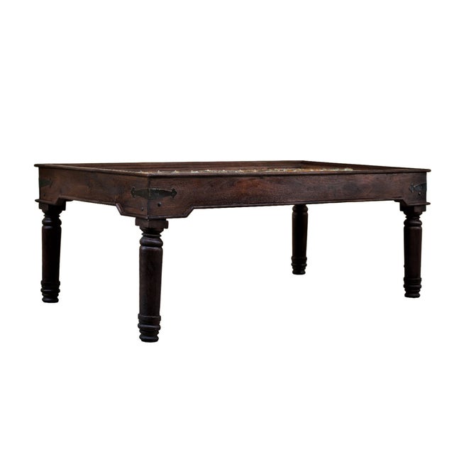 Brown 1920s Rustic Dark Brown Reclaimed Wood Dining Table – 1 Piece For Sale - Image 8 of 8